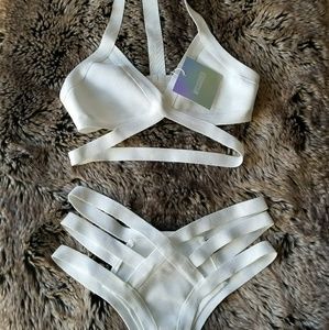 Missguided White Bandage Swimsuit